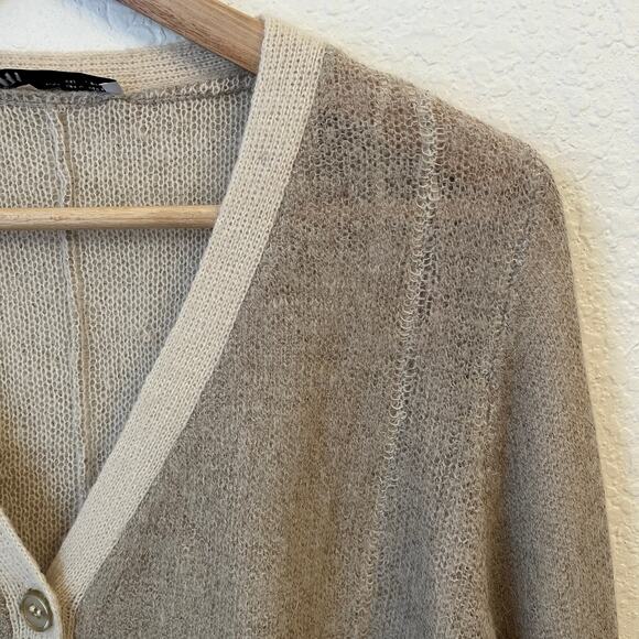Zara Cardigan Sweater Women M Alpaca Wool Blend Open Knit Quiet Luxury Old Money - Picture 3 of 14